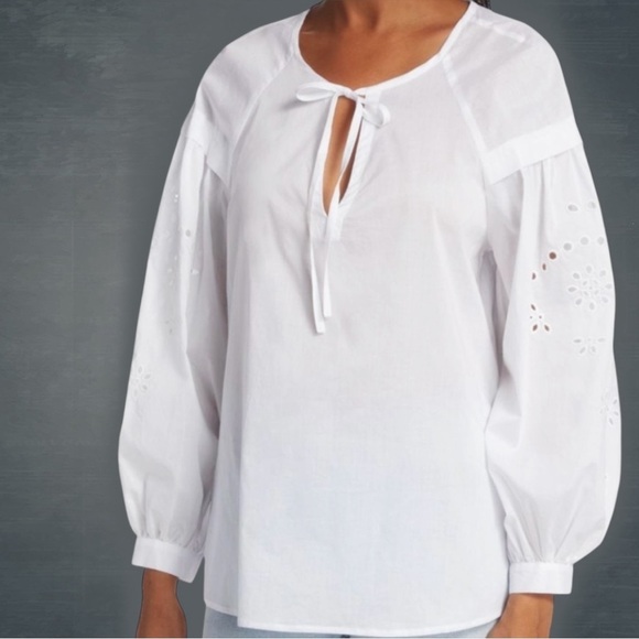 Rails Tops - NWOT Rails ‘Dari’ Eyelet Drop Shoulder Tunic Top in “Beach White” Size Medium
